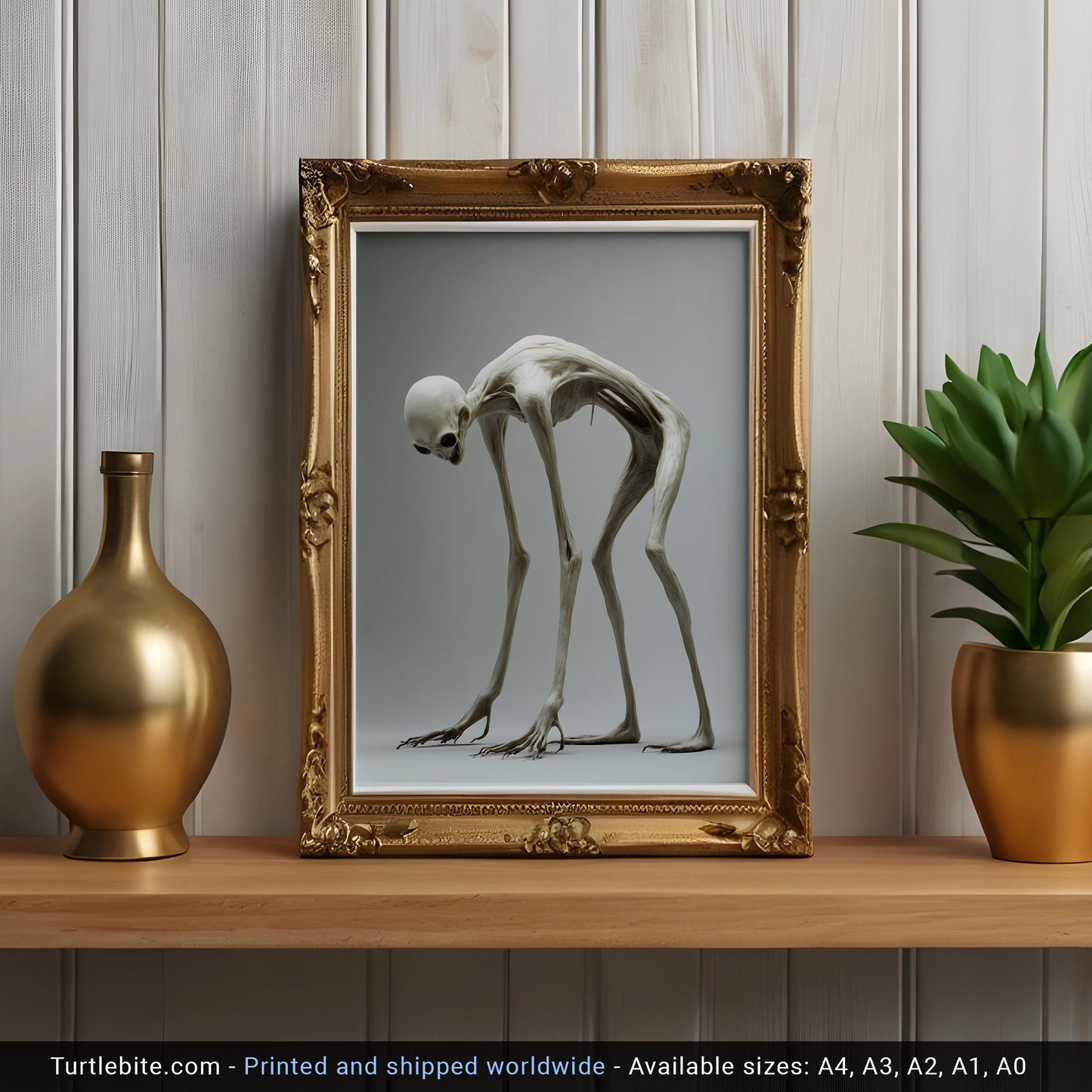 Pale Moody Hunched Creature Poster Print - Gothic Wall Art