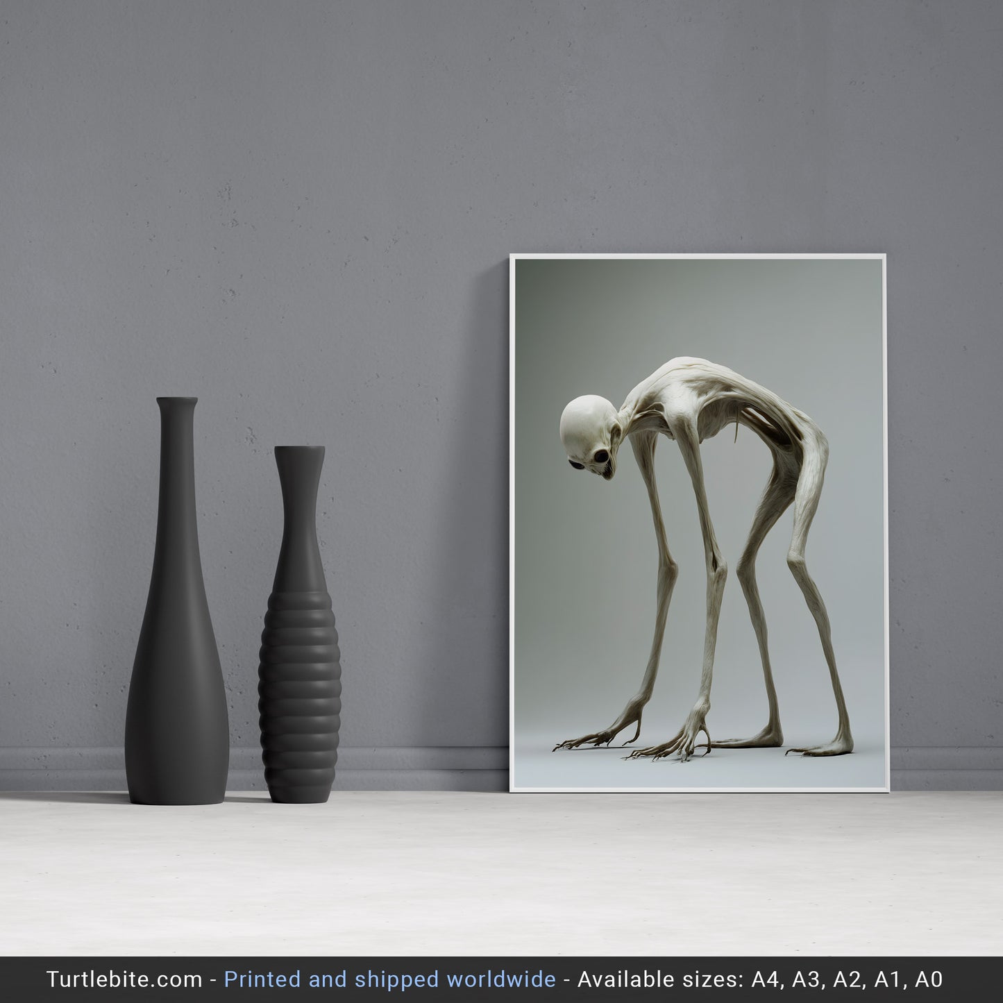 Pale Moody Hunched Creature Poster Print - Gothic Wall Art