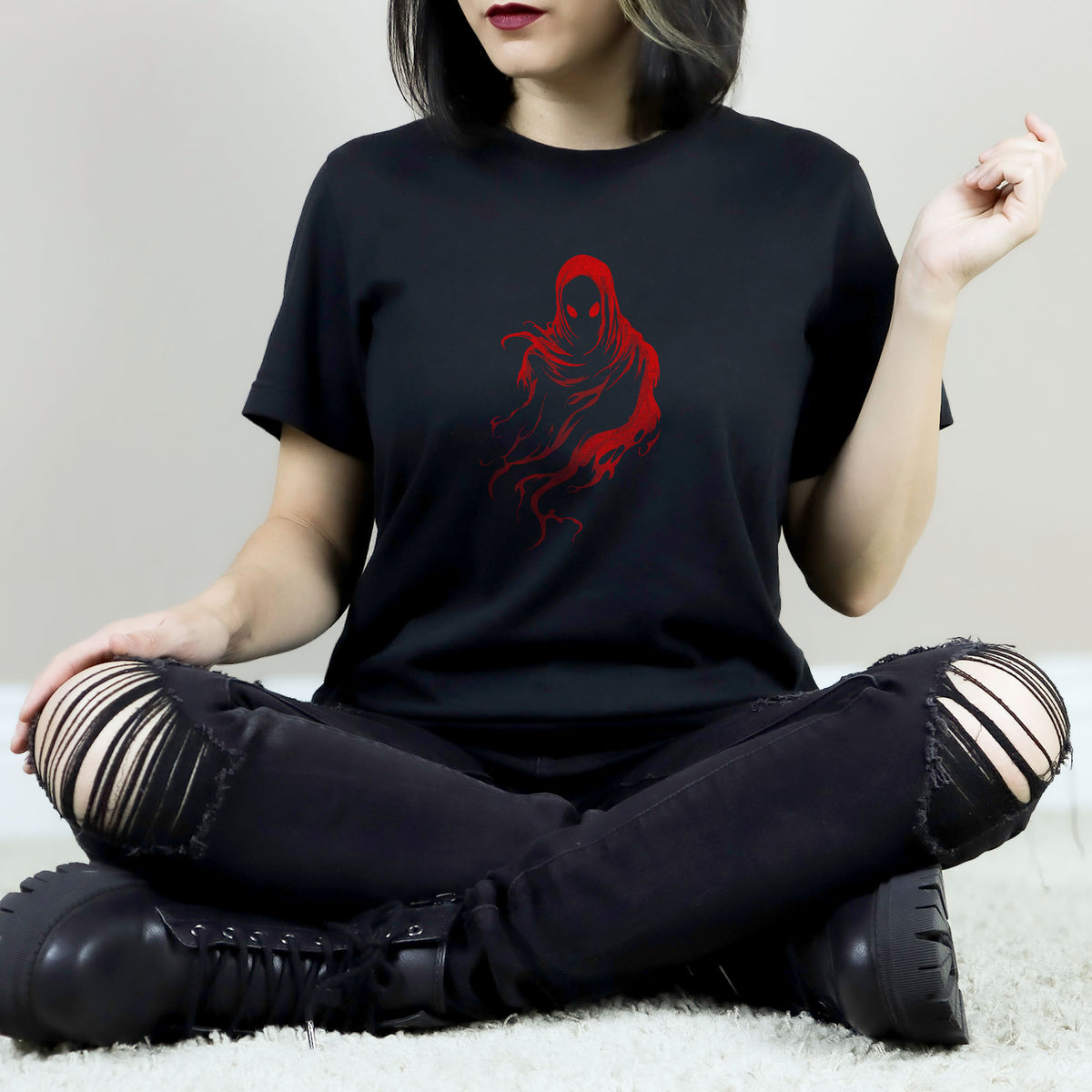 Red Death Ghost Gothic T-Shirt - Dark Art Horror Tee