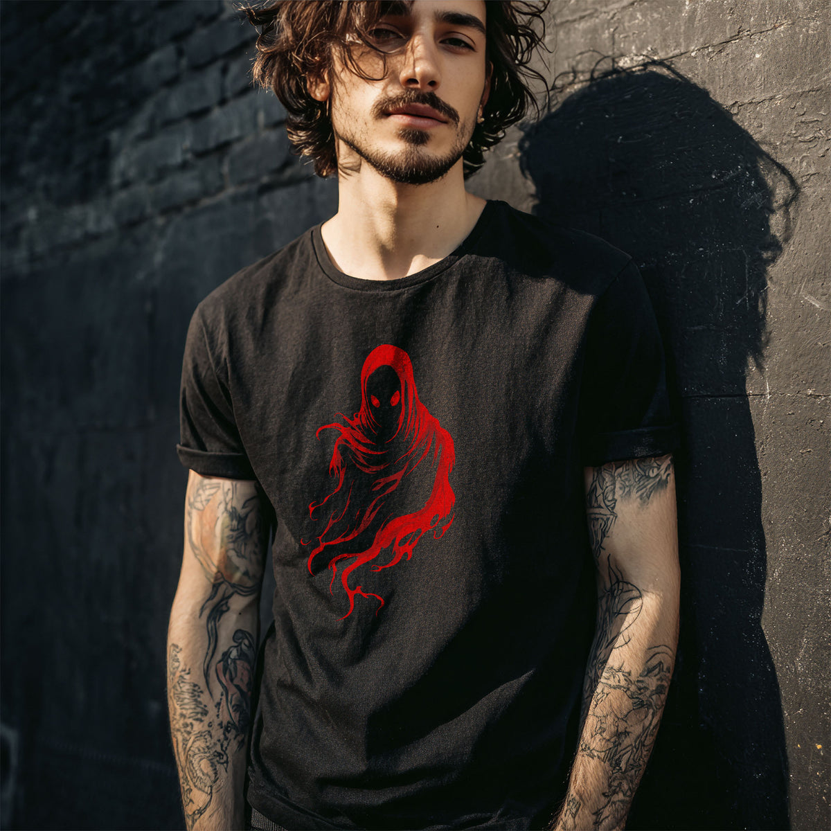 Red Death Ghost Gothic T-Shirt - Dark Art Horror Tee