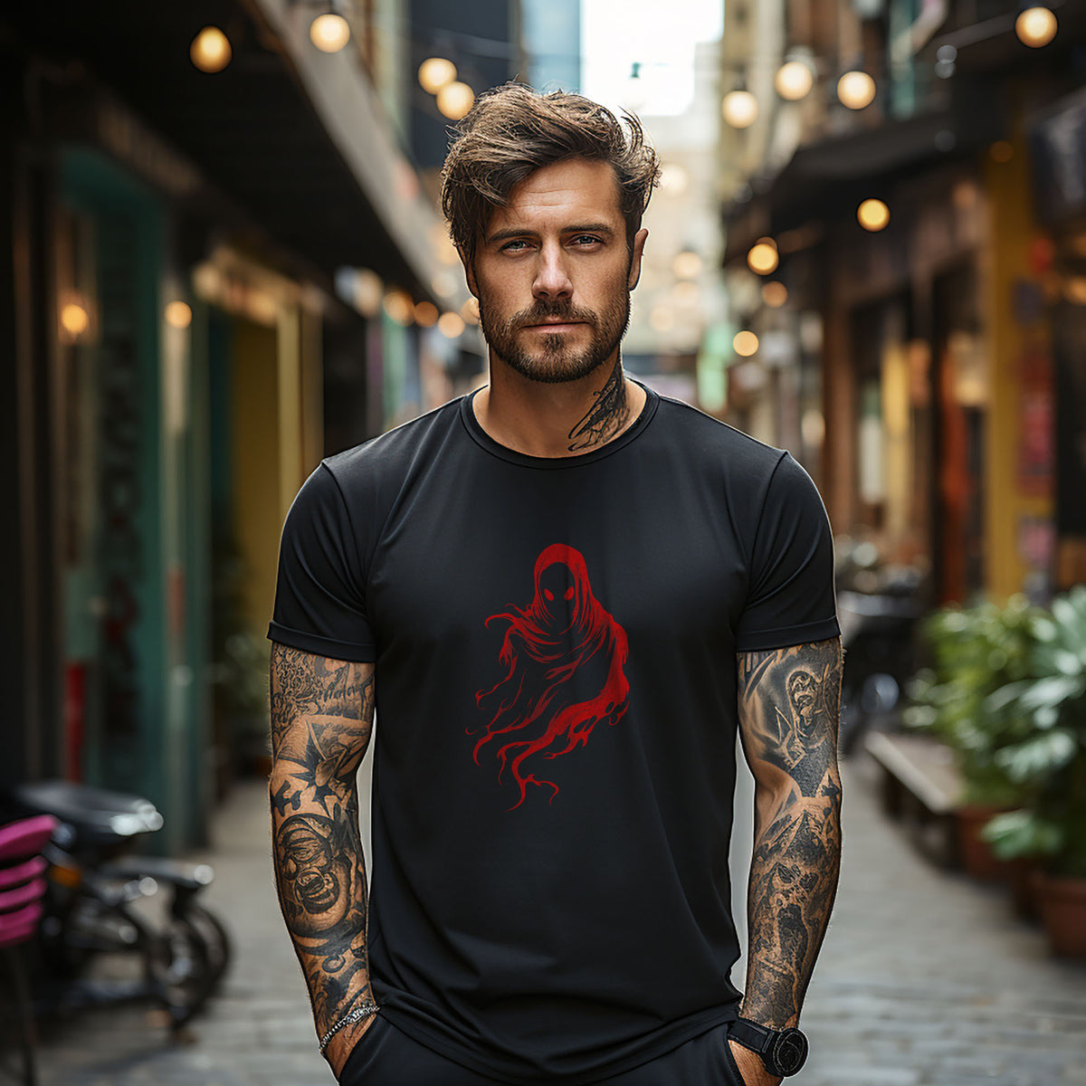 Red Death Ghost Gothic T-Shirt - Dark Art Horror Tee