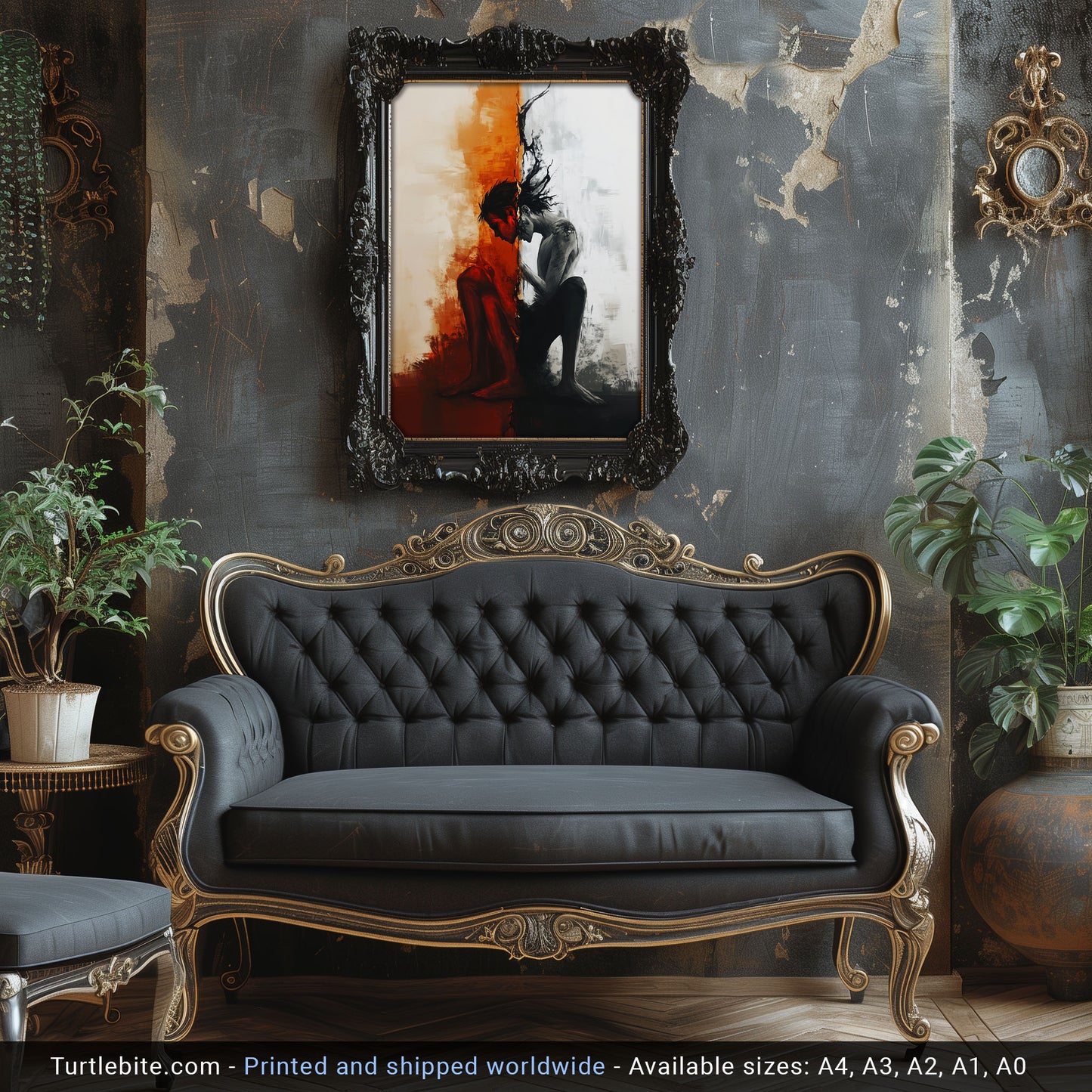 Schizophrenia Wall Art Painting, Basement Poster Print, Dark Aesthetic Oil Painting Poster