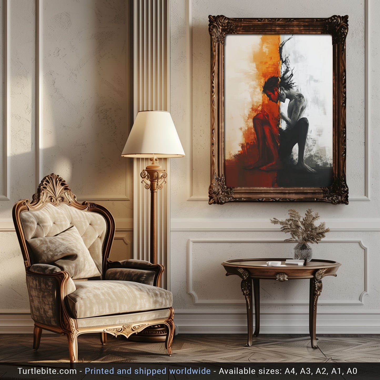 Schizophrenia Wall Art Painting, Basement Poster Print, Dark Aesthetic Oil Painting Poster