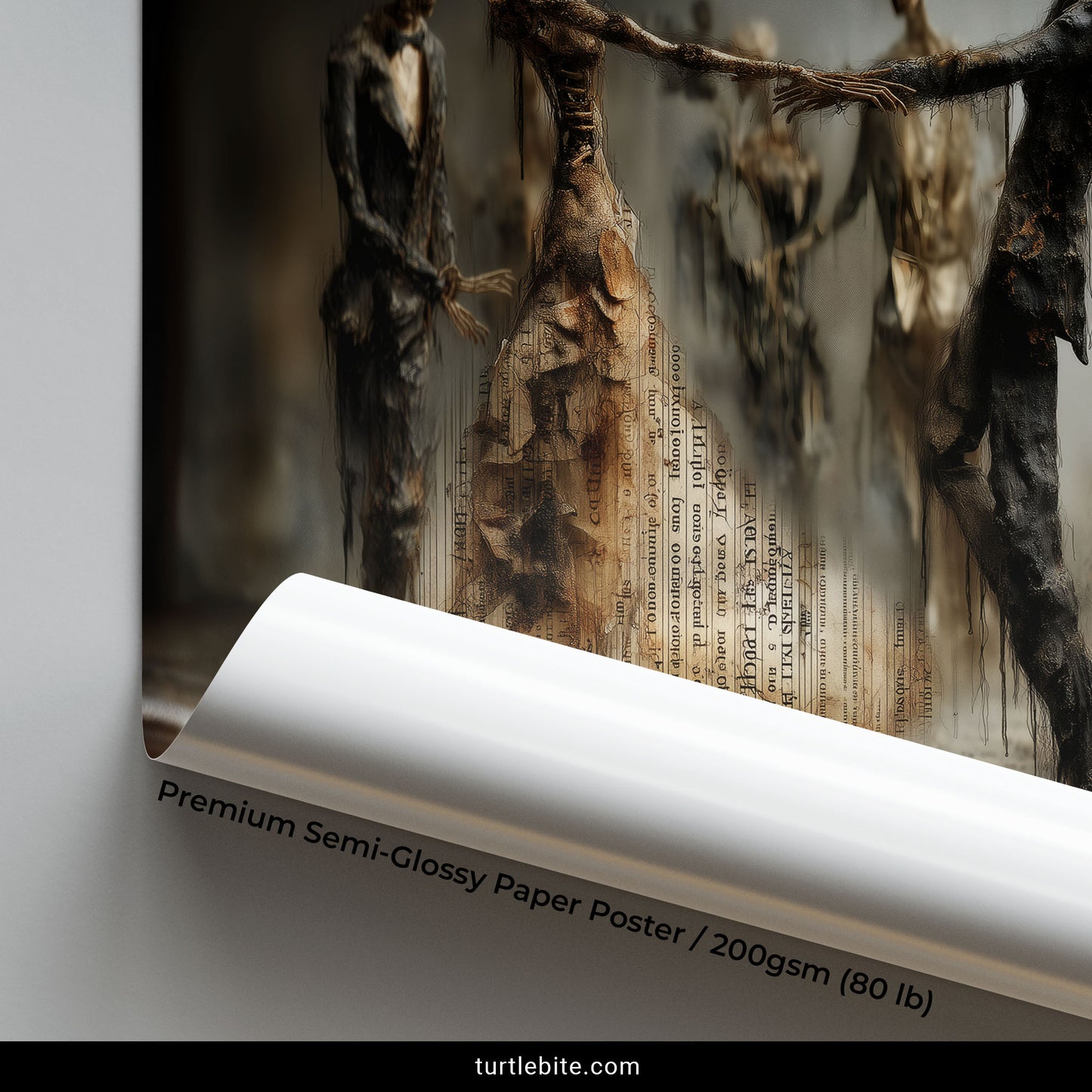 Dancing Skeletons Gothic Art Print, Dark Romantic Decor