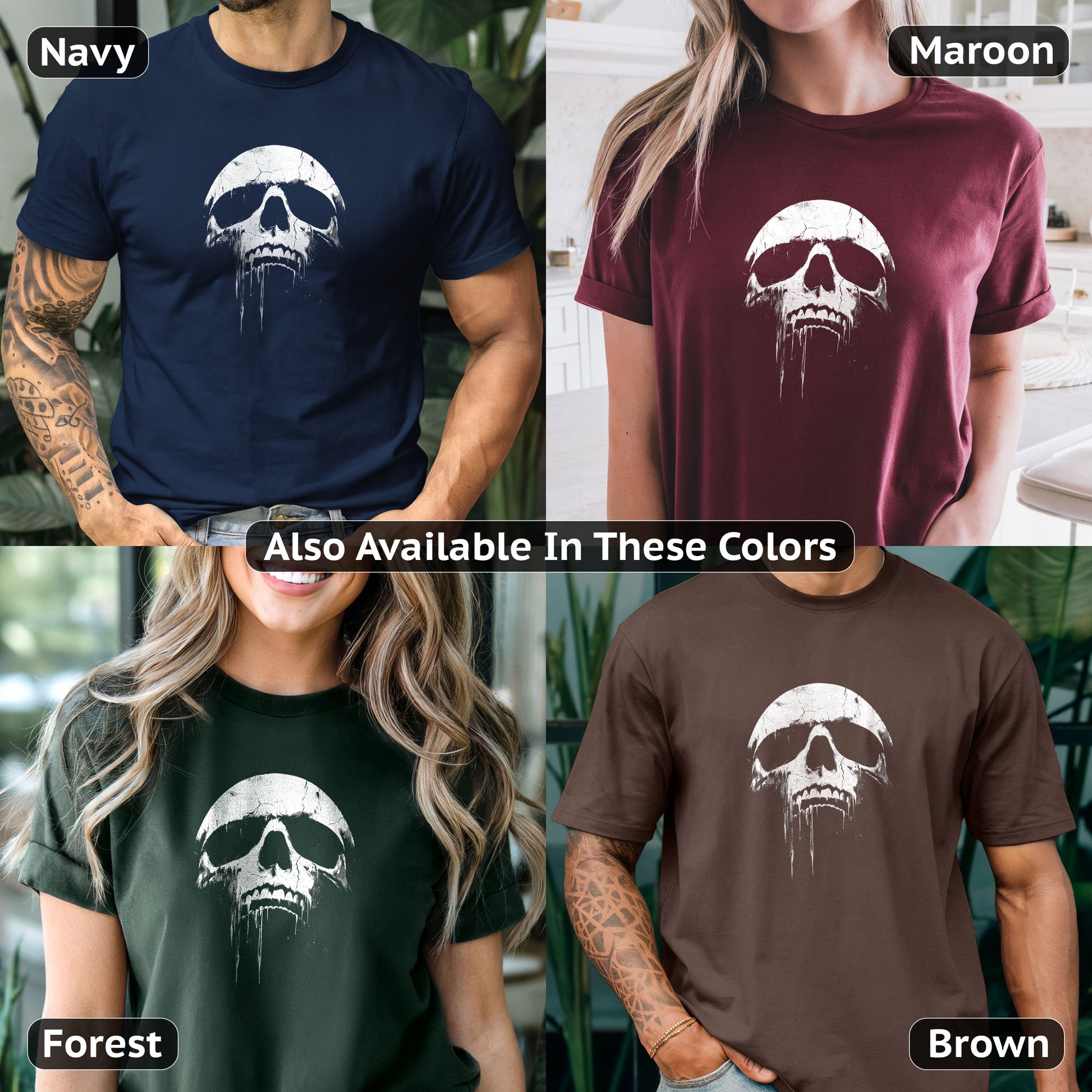 Memento mori skull tshirt cracked dripping skull design horror graphic tee