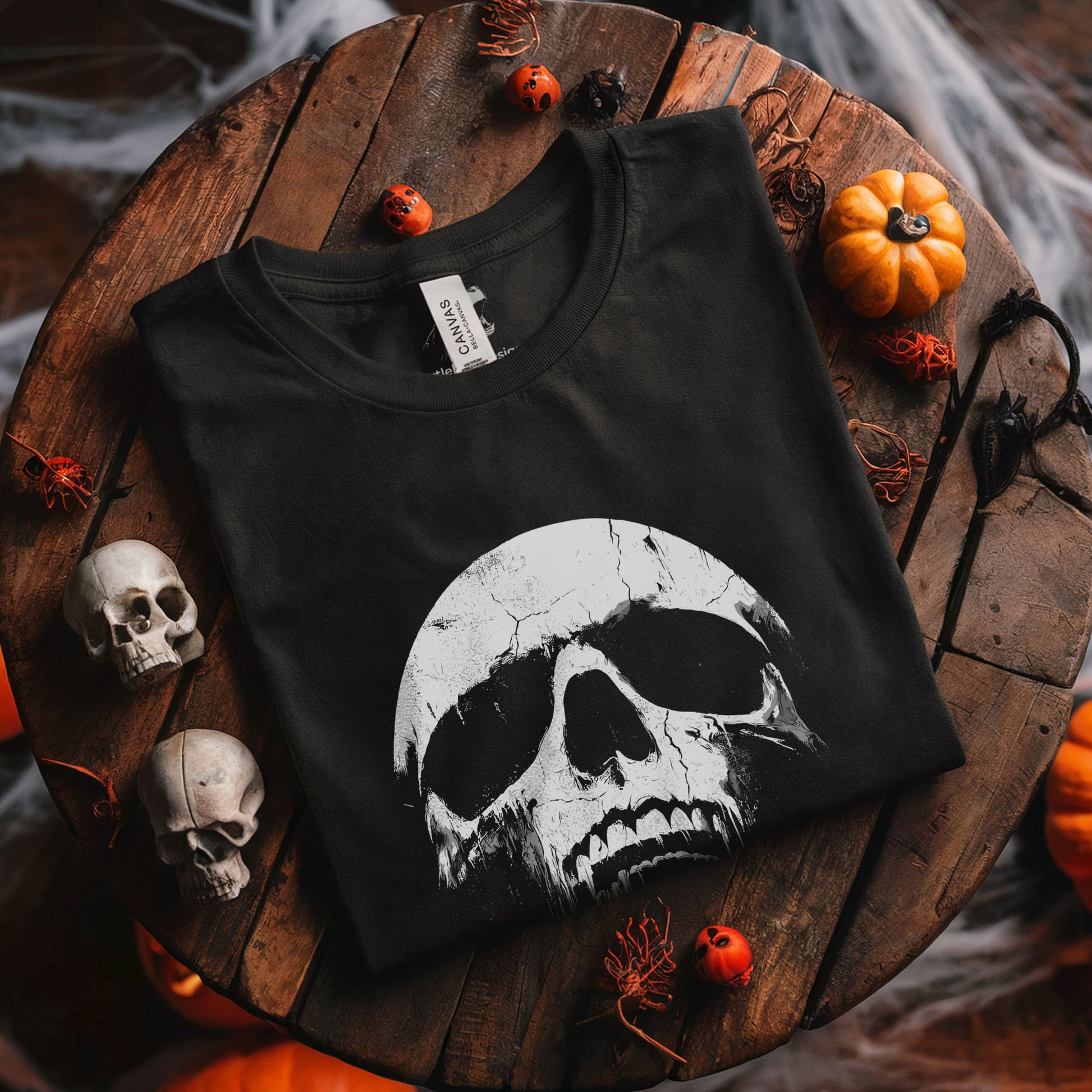 Gothic skull tshirt with melting cracked skull design dark art apparel