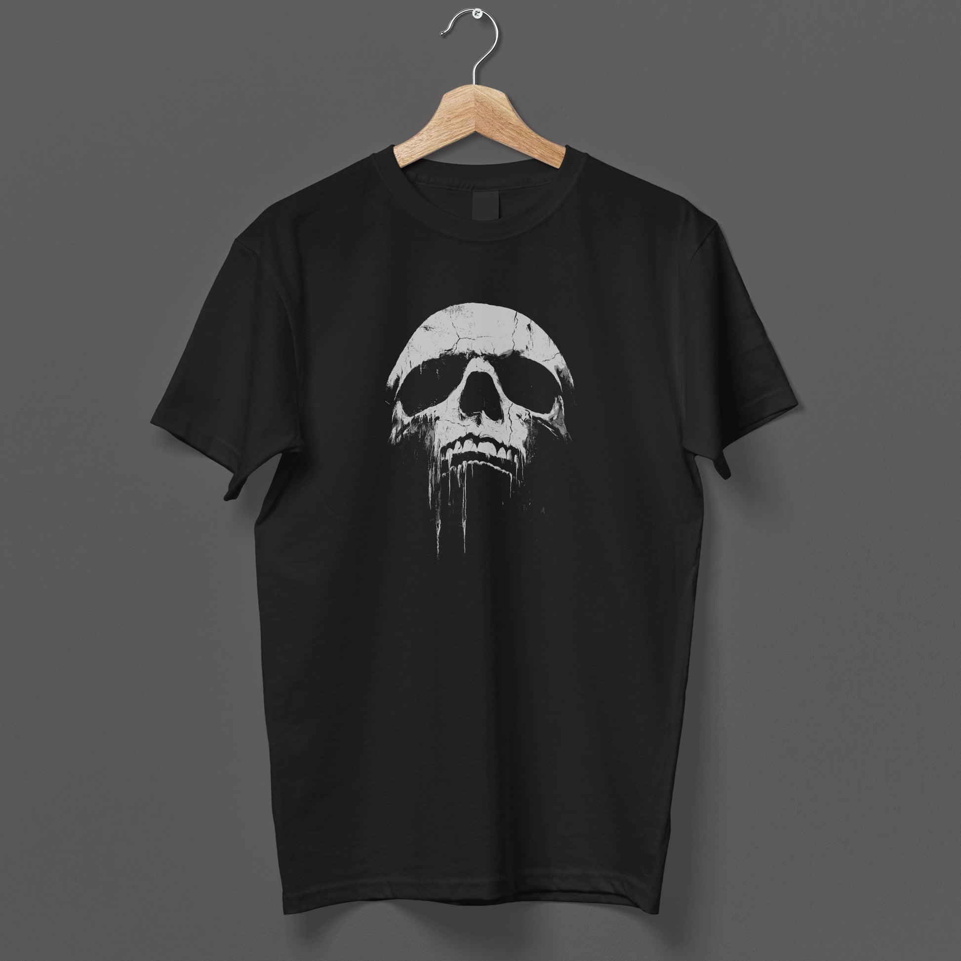 Creepy skull tshirt black and white melting skull gothic clothing alternative apparel