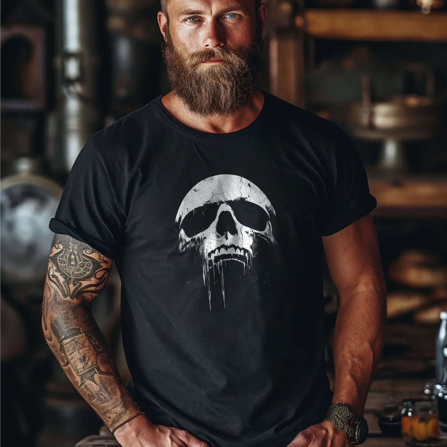 Creepy skull tshirt black and white melting skull gothic clothing alternative apparel