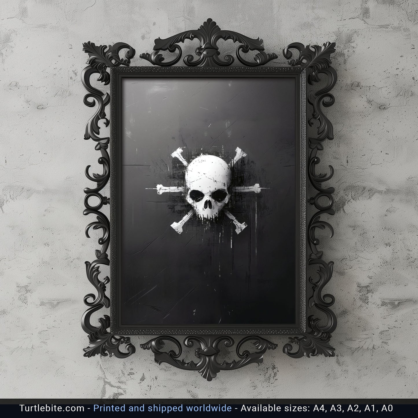 Skull Wall Art - Gothic Grunge Crossbones Dark Print