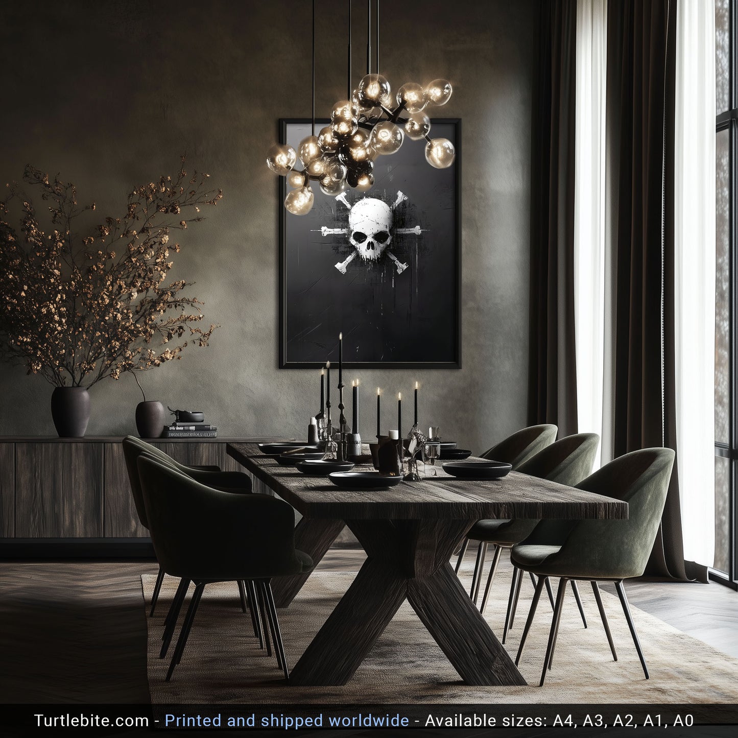 Skull Wall Art - Gothic Grunge Crossbones Dark Print