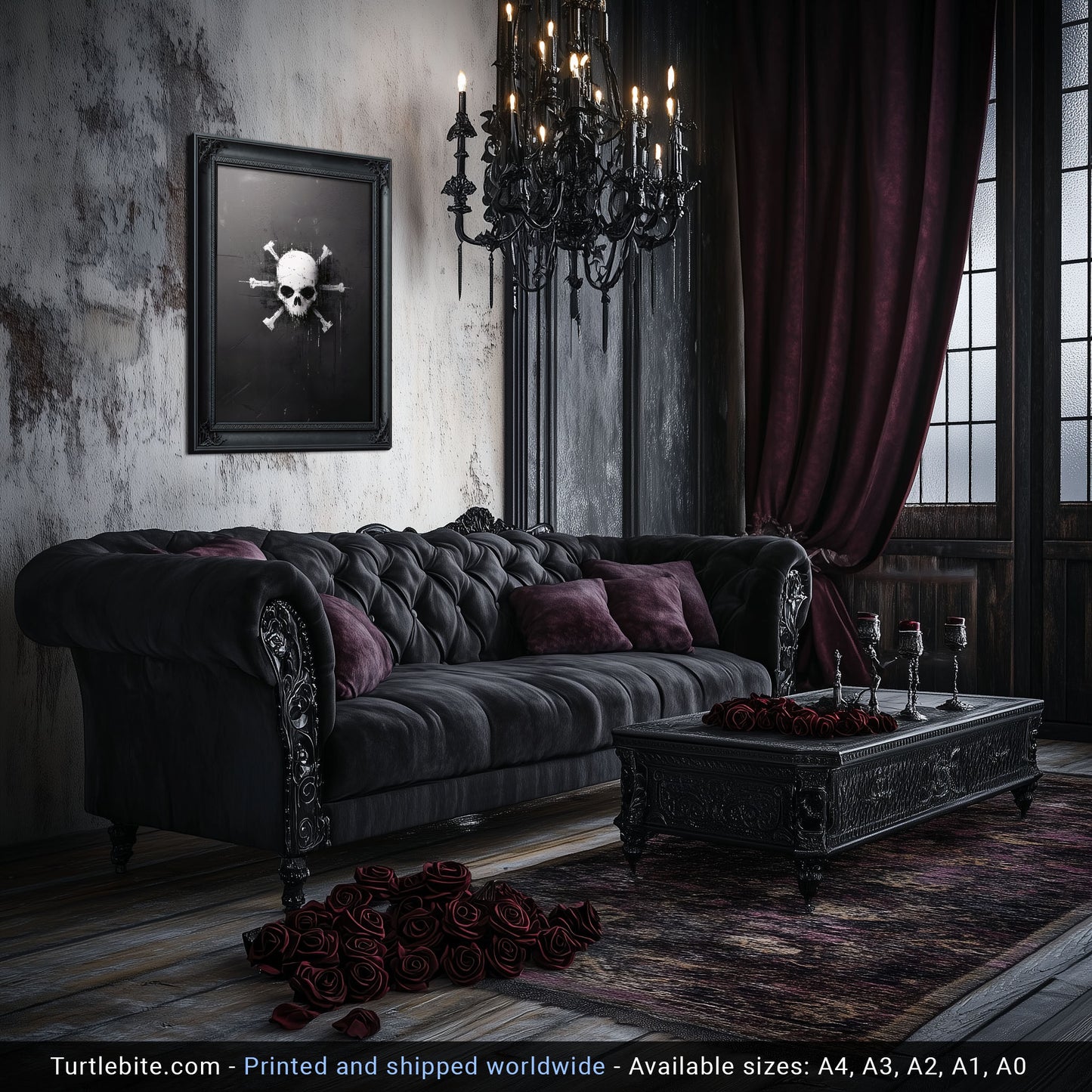 Skull Wall Art - Gothic Grunge Crossbones Dark Print