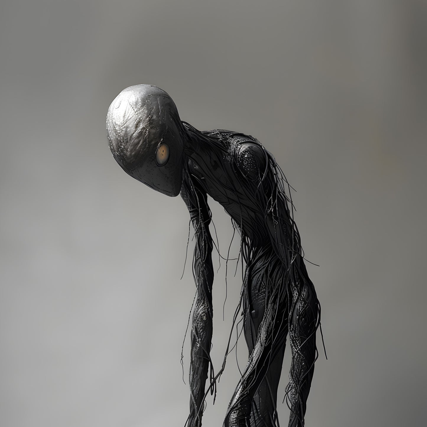 Slender Rope Monster Hunched Over - Creepy Print for Spooky Wall Art