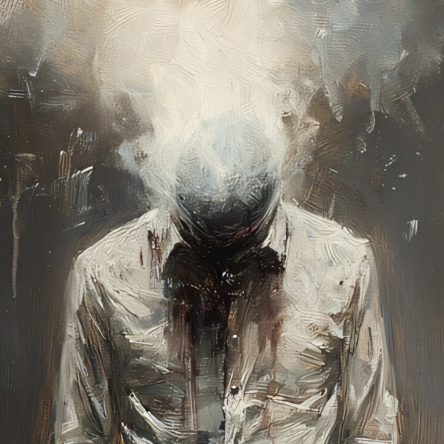 Explosive Thoughts Painting Poster, Dark Moody Wall Art, Weird Art Painting