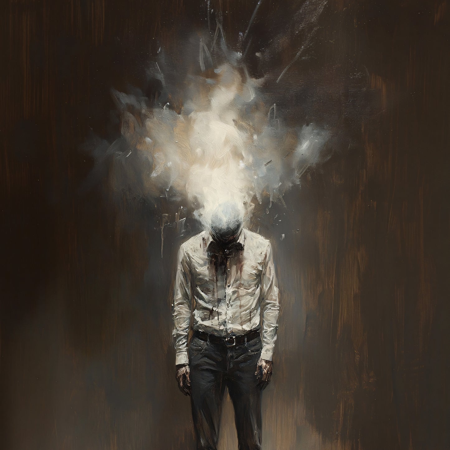 Explosive Thoughts Painting Poster, Dark Moody Wall Art, Weird Art Painting