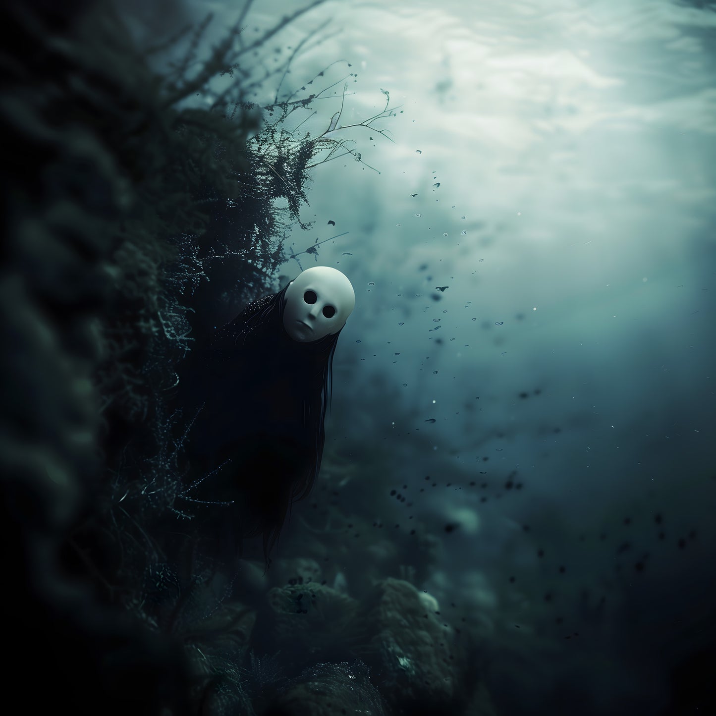 Spooky Gothic Staring Ghost Underwater Poster