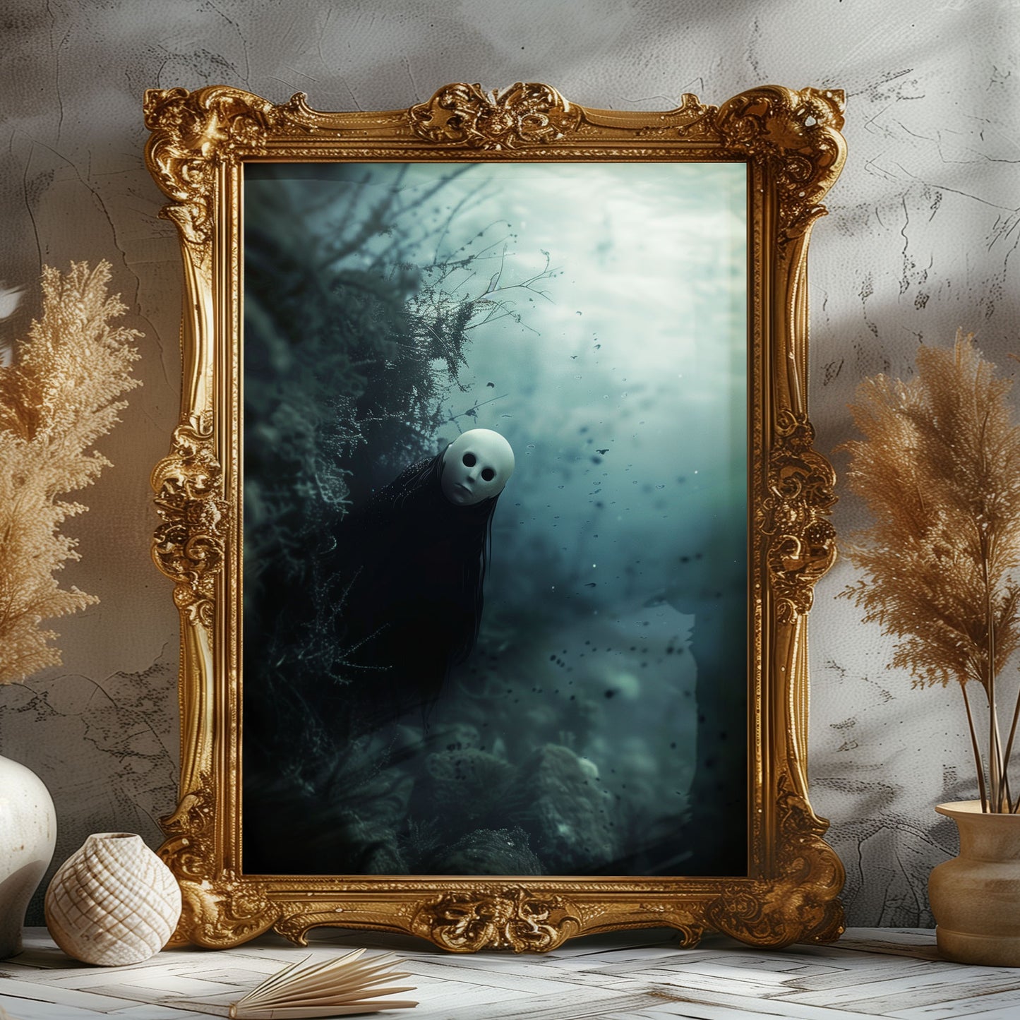 Spooky Gothic Staring Ghost Underwater Poster