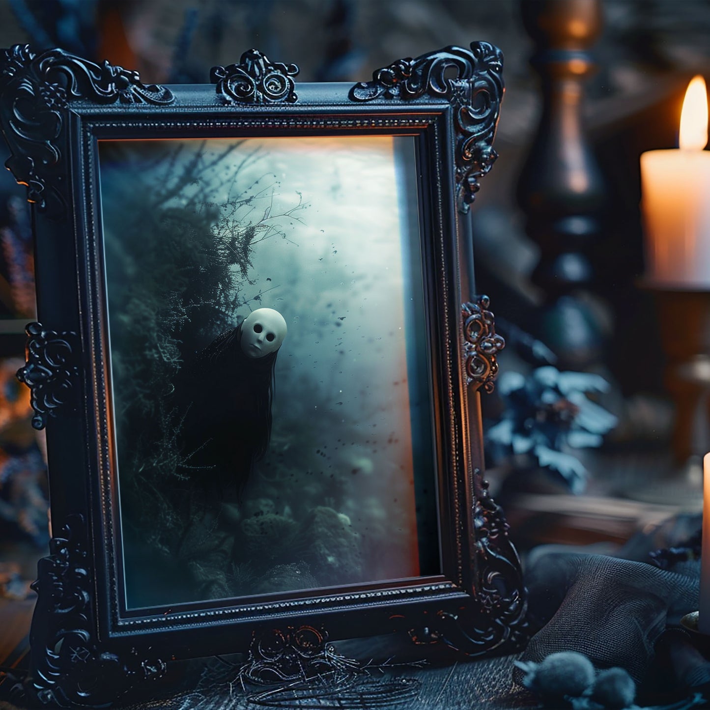 Spooky Gothic Staring Ghost Underwater Poster