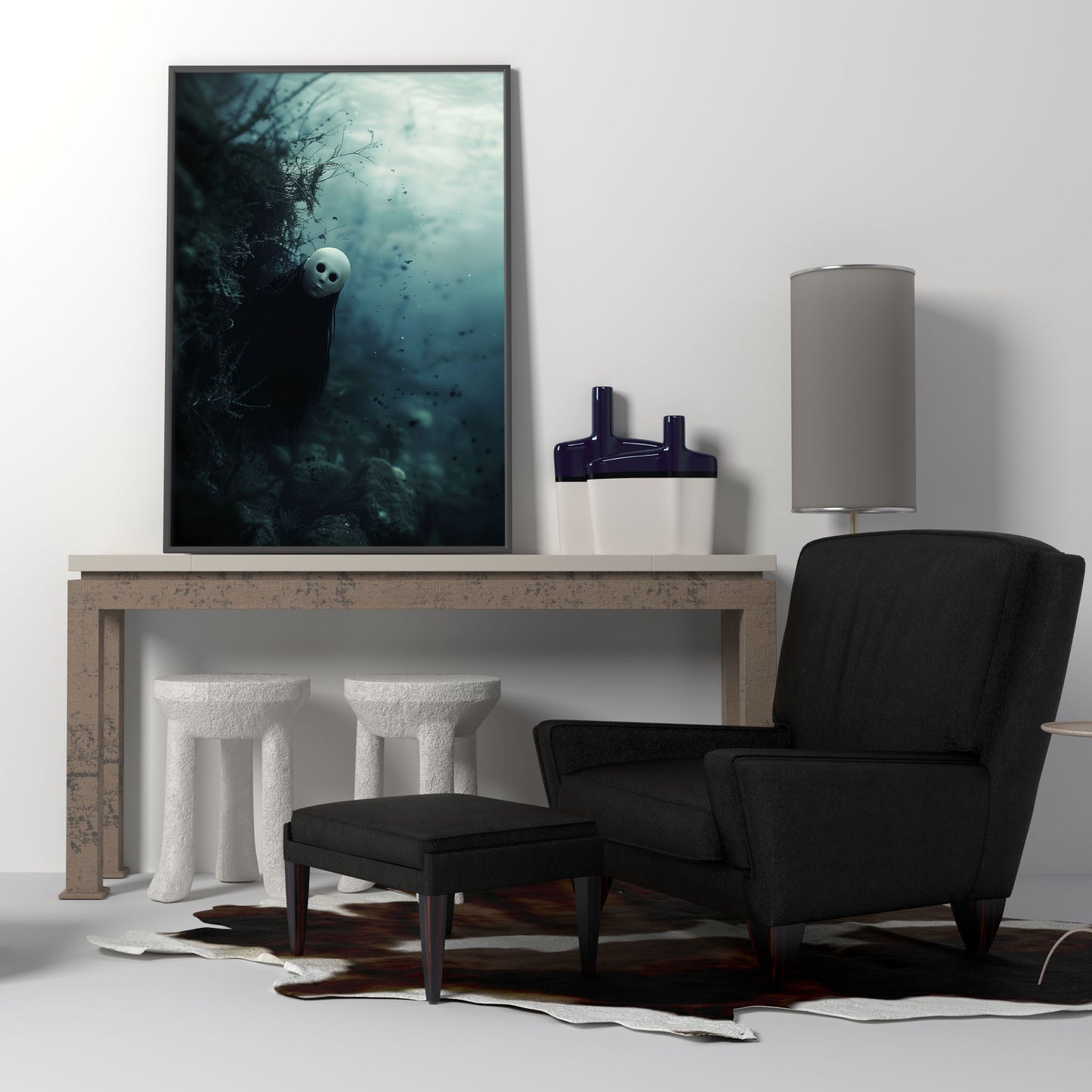 Spooky Gothic Staring Ghost Underwater Poster