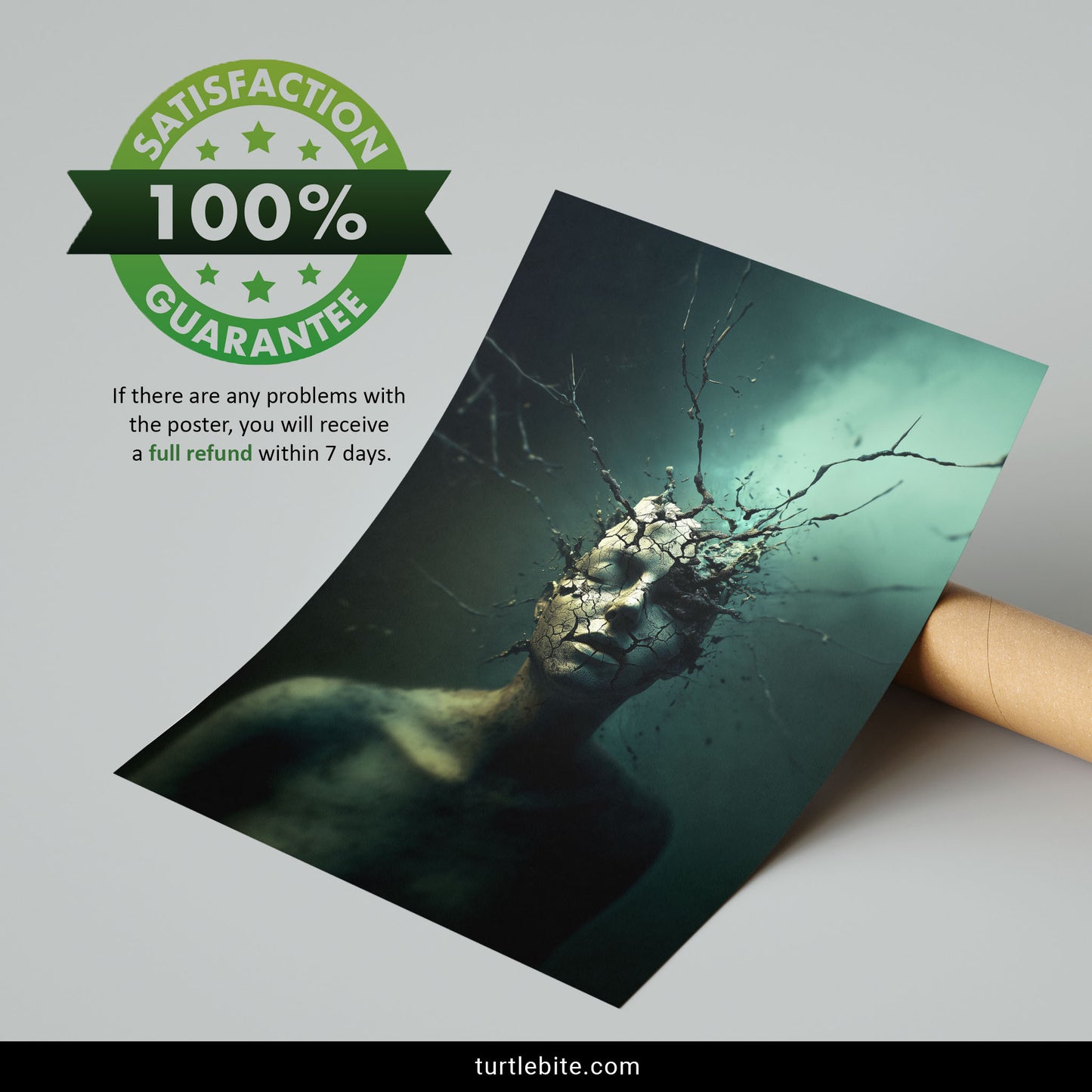 Cracked Mind Surreal Art Poster, Dark Art Print