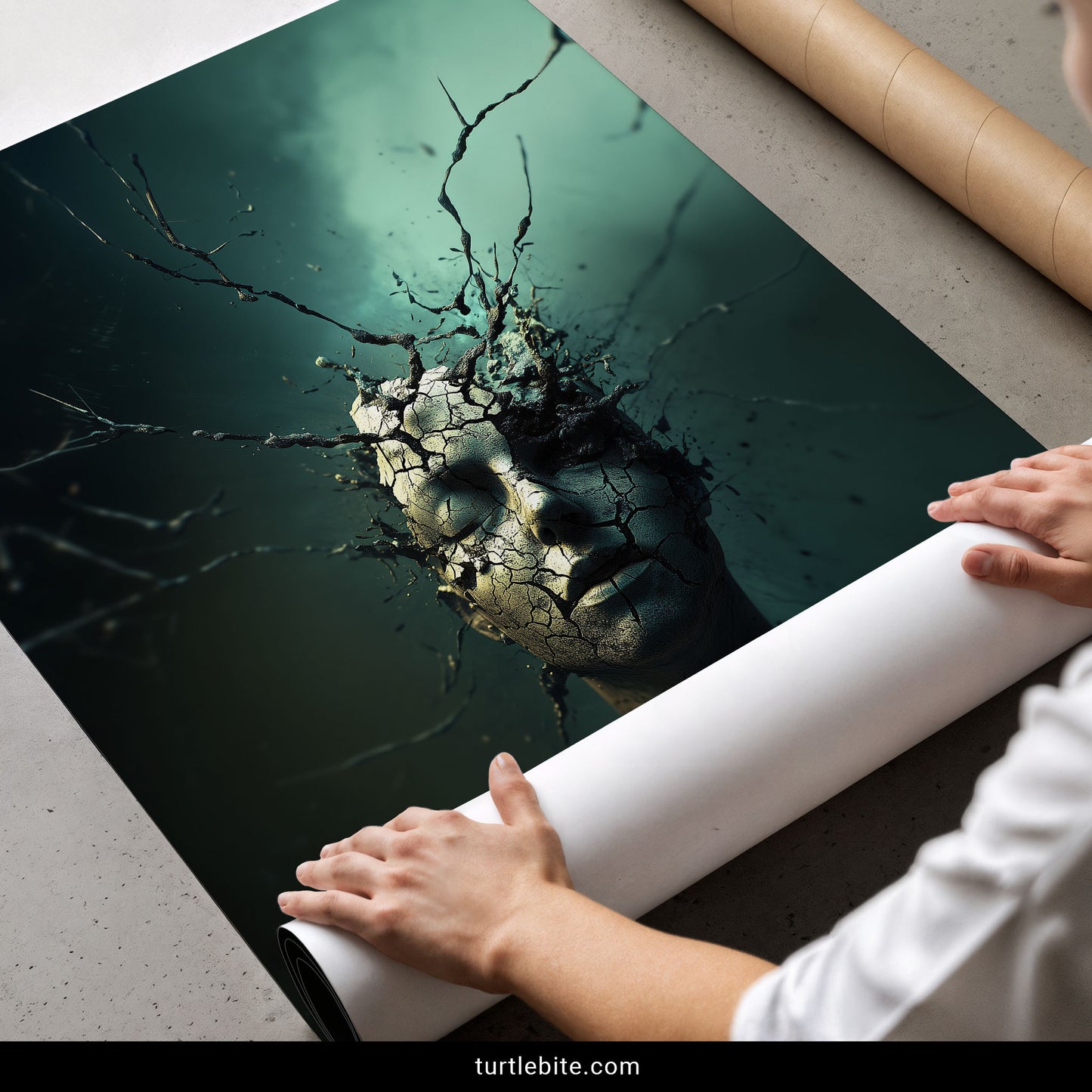 Cracked Mind Surreal Art Poster, Dark Art Print