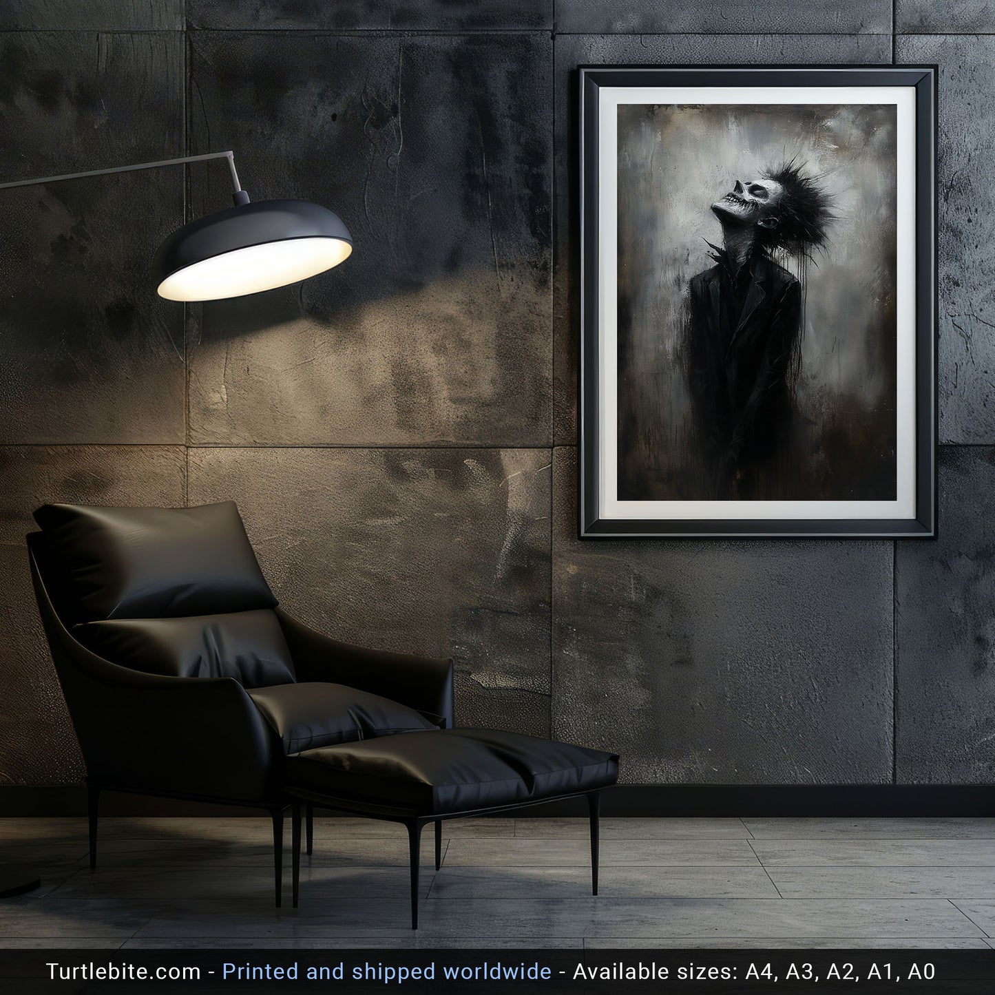 There is something in the air - Zombie Painting Poster, Dark Art Black and White Print