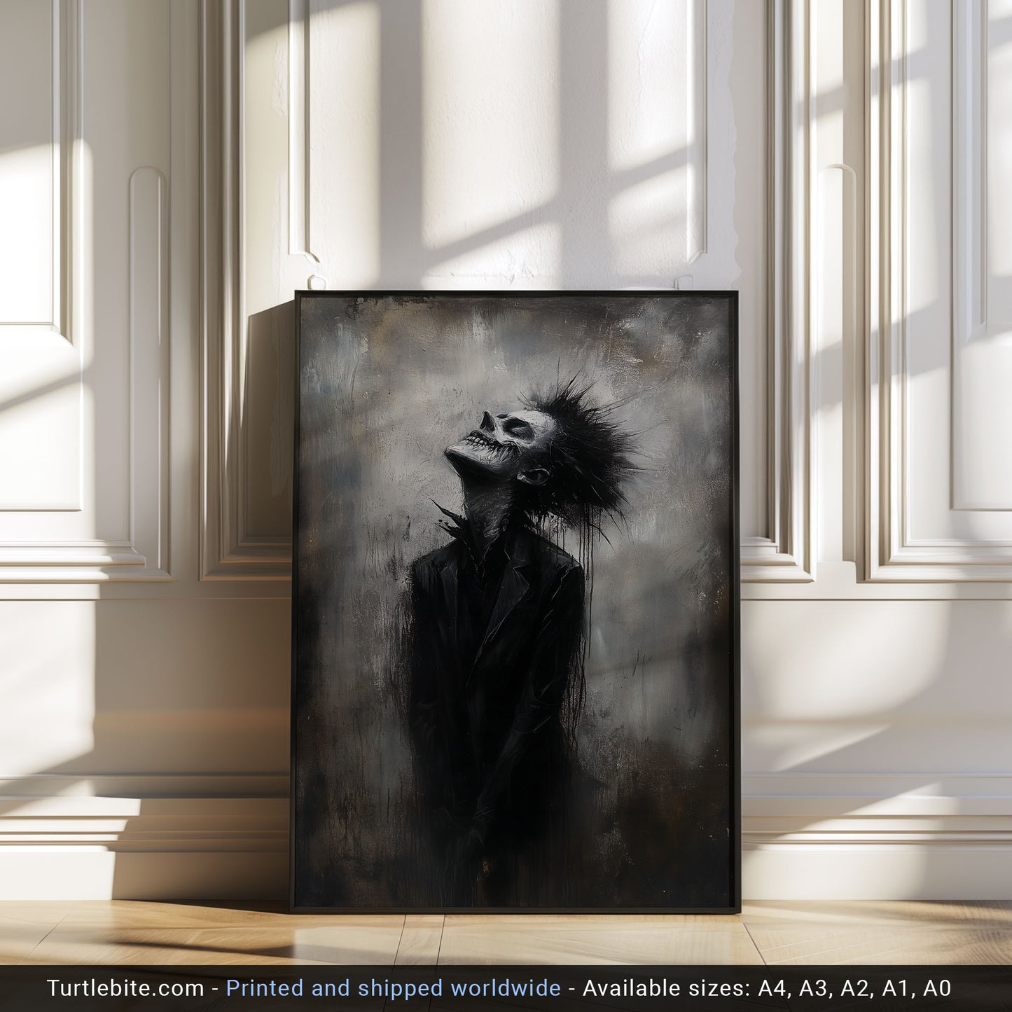 There is something in the air - Zombie Painting Poster, Dark Art Black and White Print