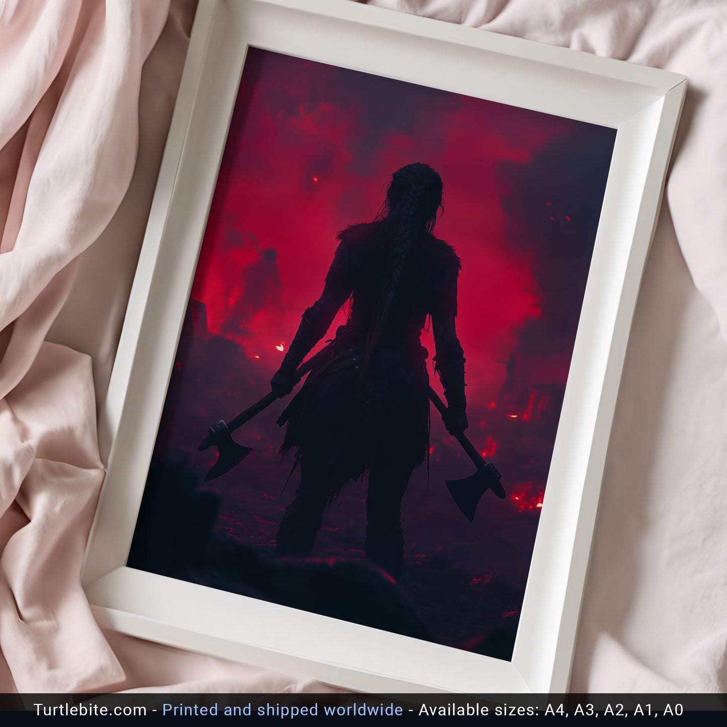 Viking Warrior Female Norse Art Print - Dark Wall Decor