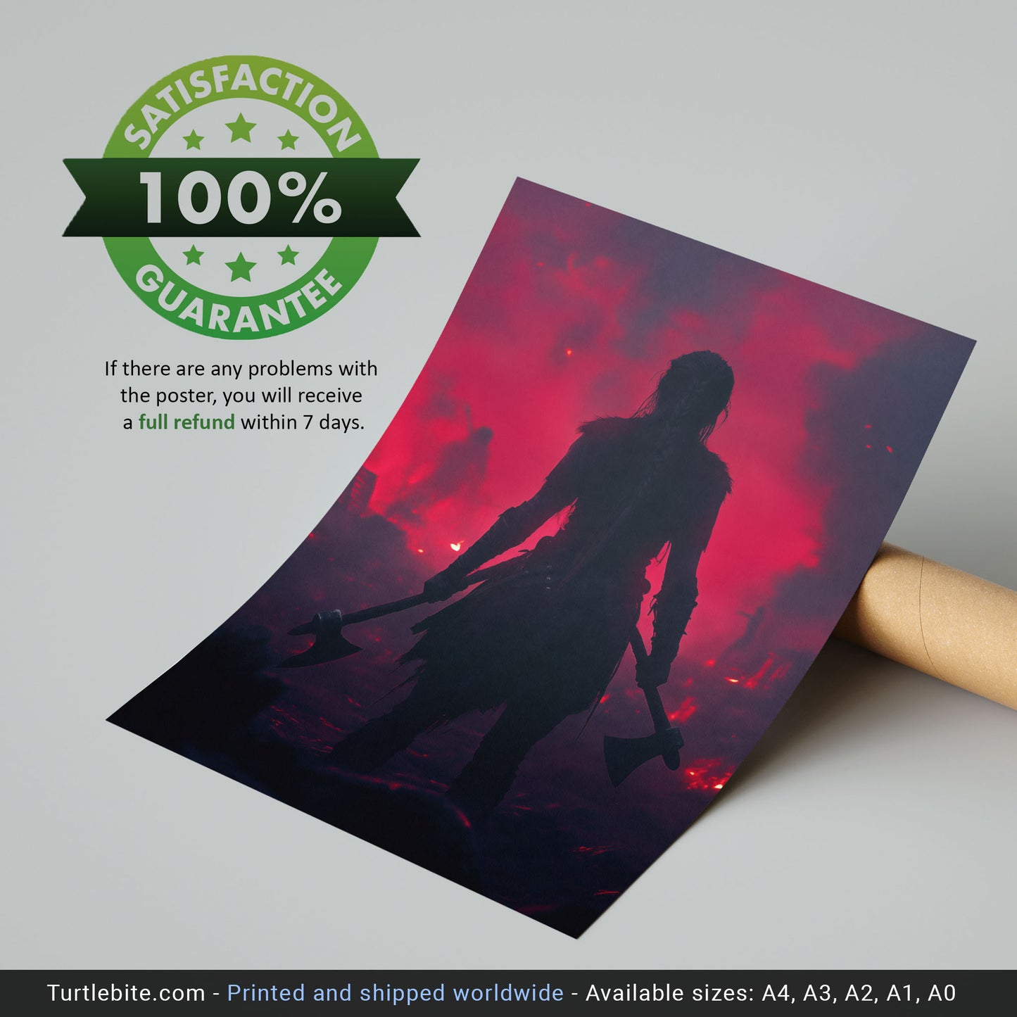 Viking Warrior Female Norse Art Print - Dark Wall Decor