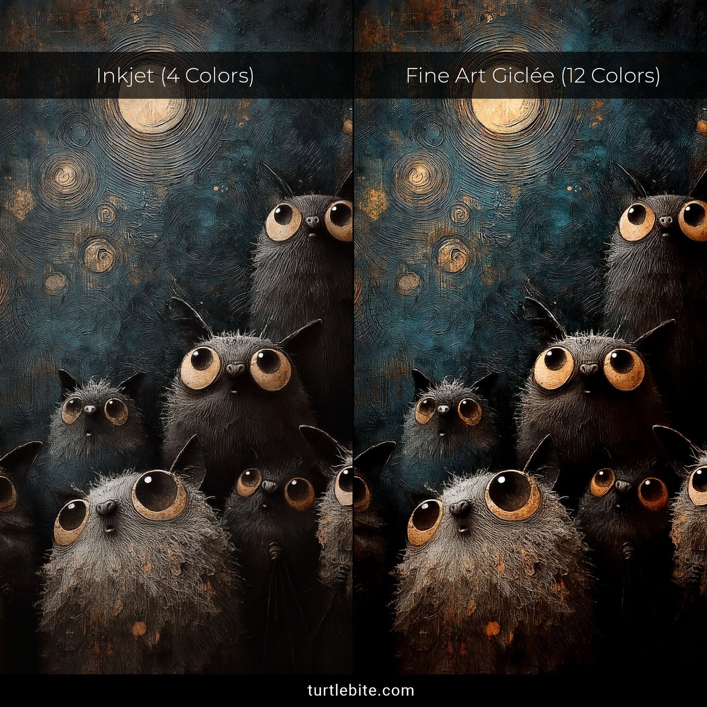 Whimsical Bat Poster, Full Moon Dark Surrealism Wall Art