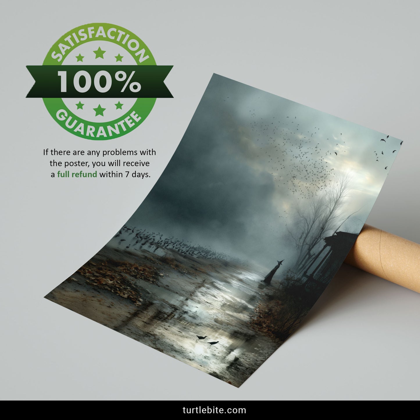 Witchcraft Art Poster, Gothic Crow Witch Storm Print